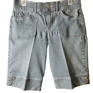 Gloria Vanderbilt Light Blue Slimming Pinstriped Denim Mom Shorts 6 Preppy 90s